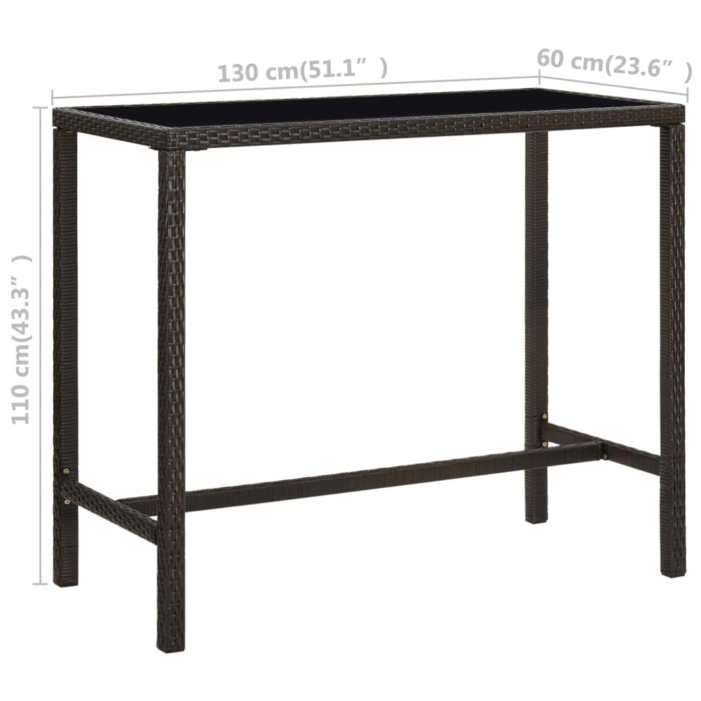Tuinbartafel 130x60x110 cm poly rattan en glas bruin MeubelReus
