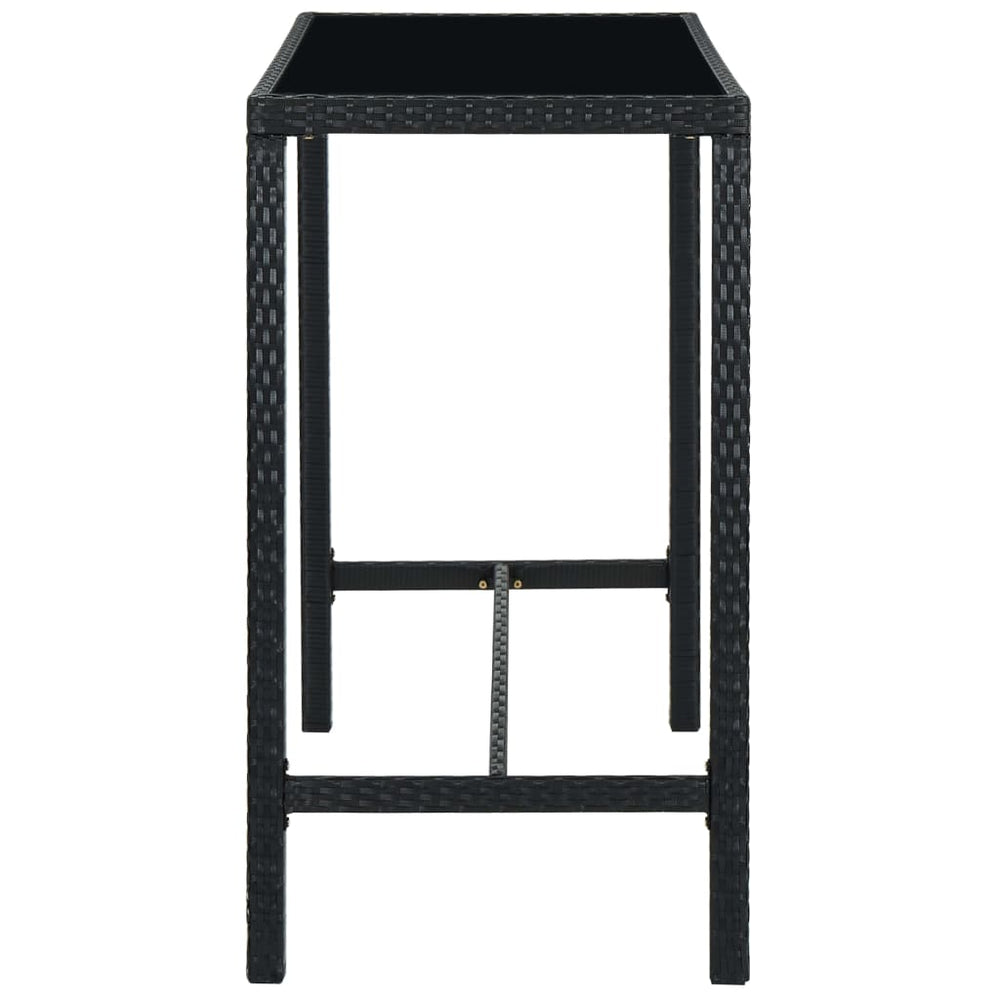 Tuinbartafel 130x60x110 cm poly rattan en glas zwart MeubelReus