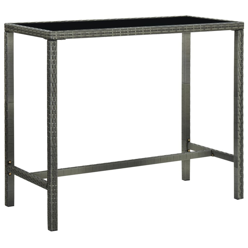 Tuinbartafel 130x60x110 cm poly rattan en glas grijs MeubelReus