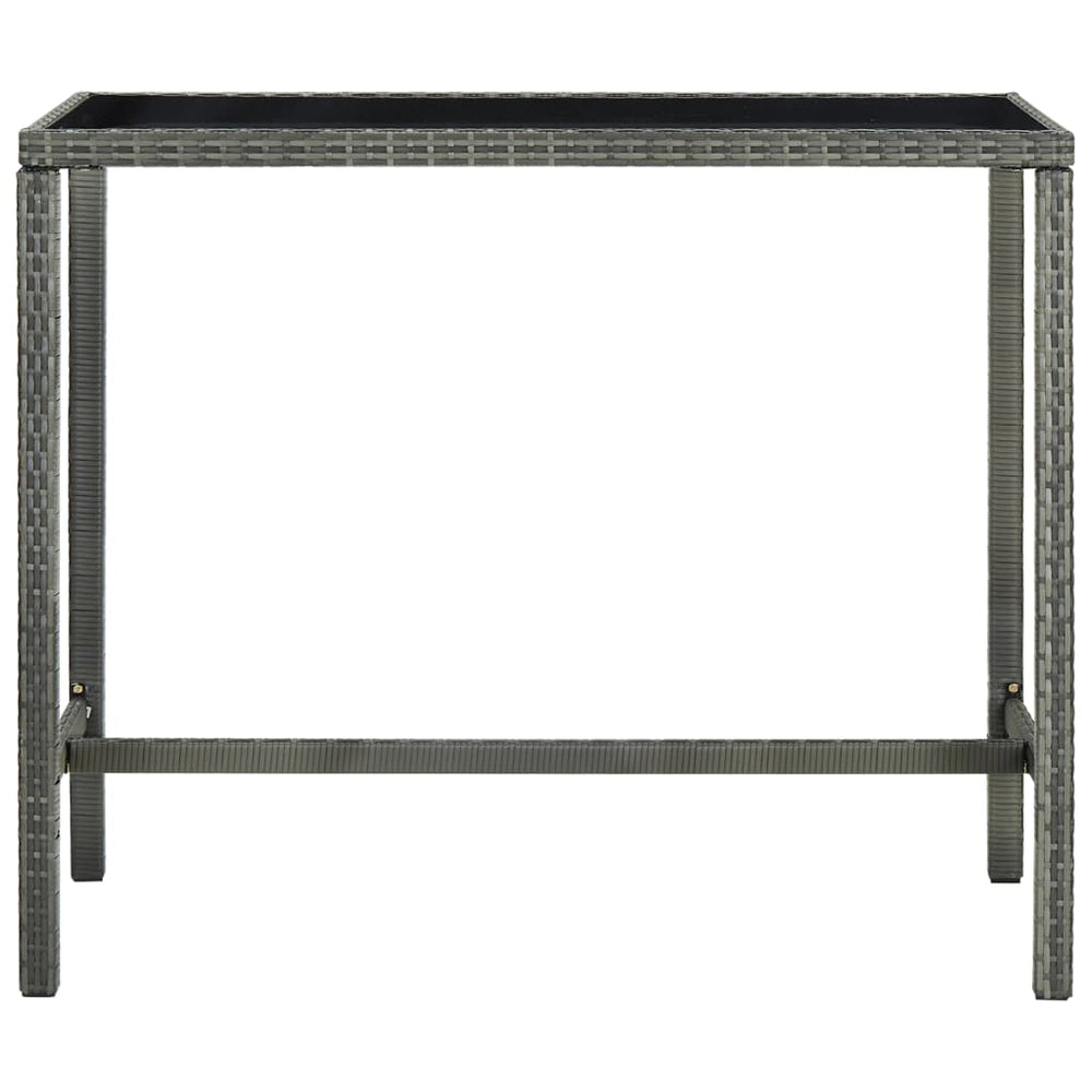 Tuinbartafel 130x60x110 cm poly rattan en glas grijs MeubelReus