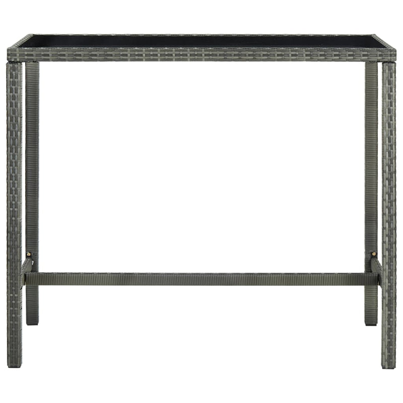 Tuinbartafel 130x60x110 cm poly rattan en glas grijs MeubelReus