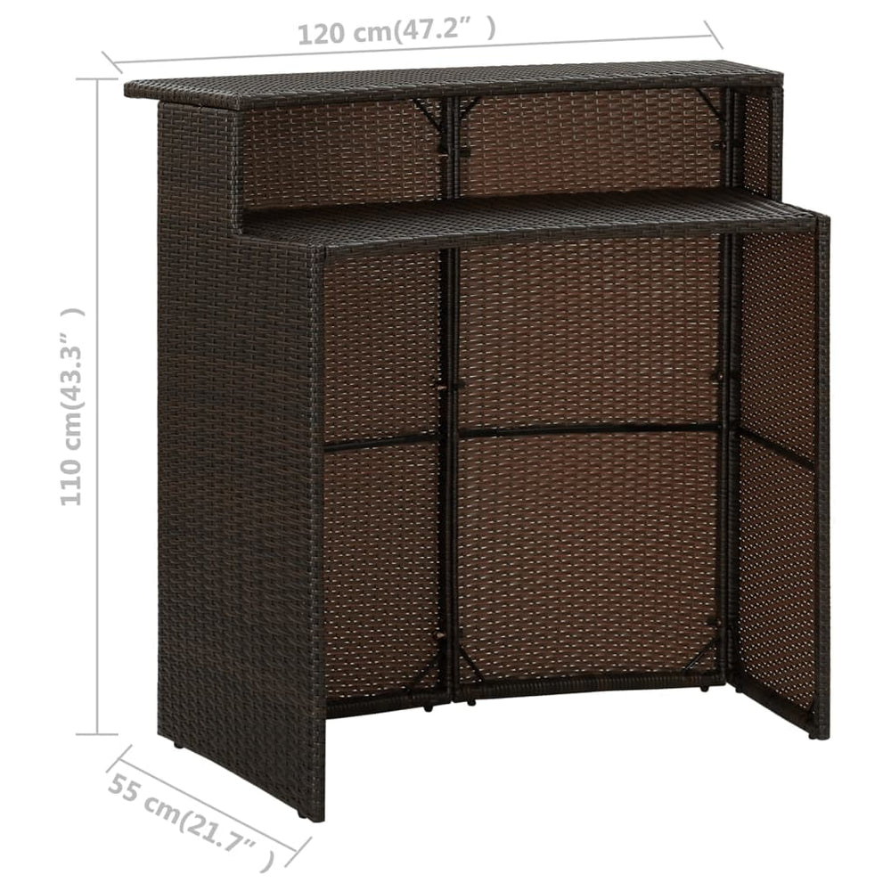 Tuinbartafel 120x55x110 cm poly rattan bruin MeubelReus