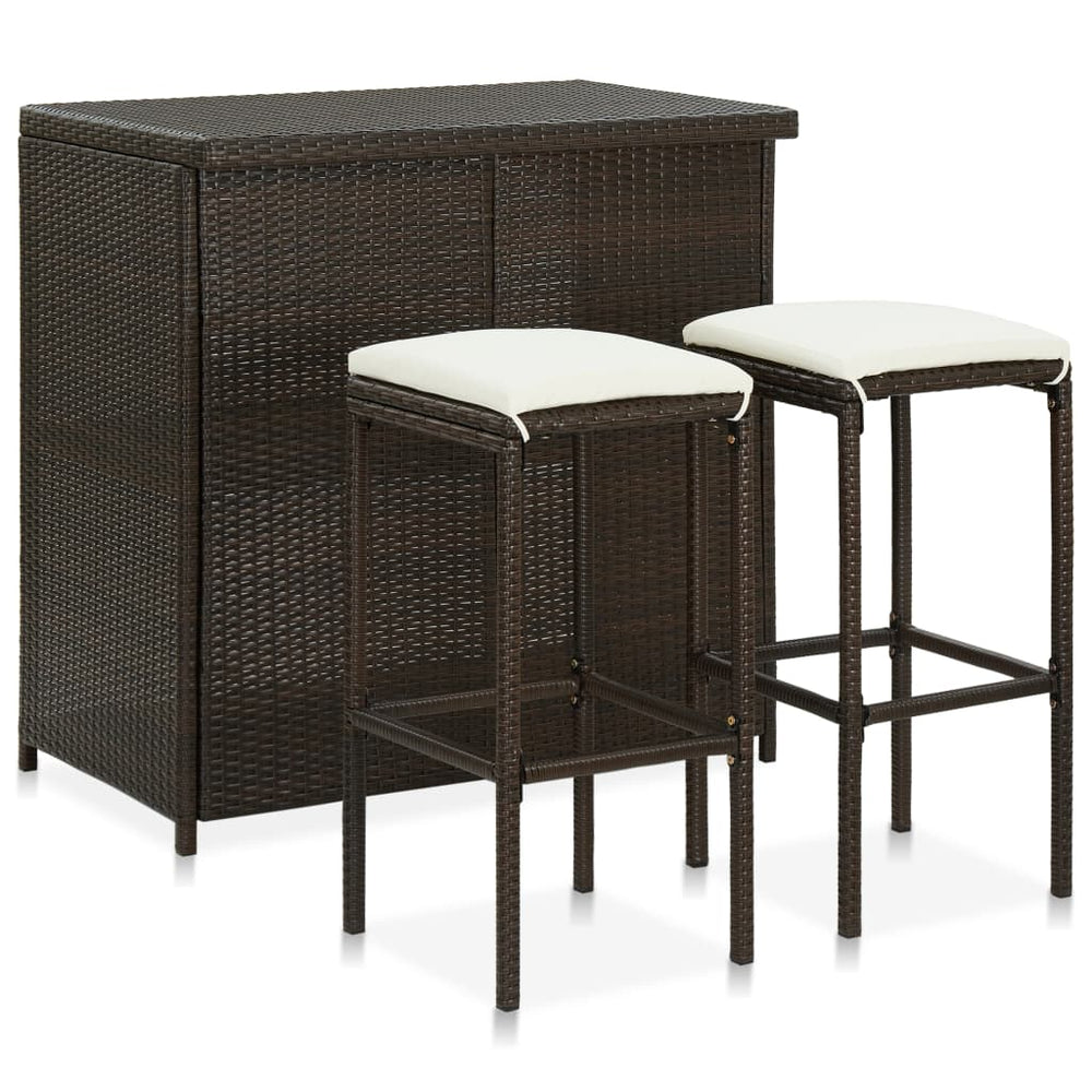 3-delige Barset poly rattan bruin MeubelReus