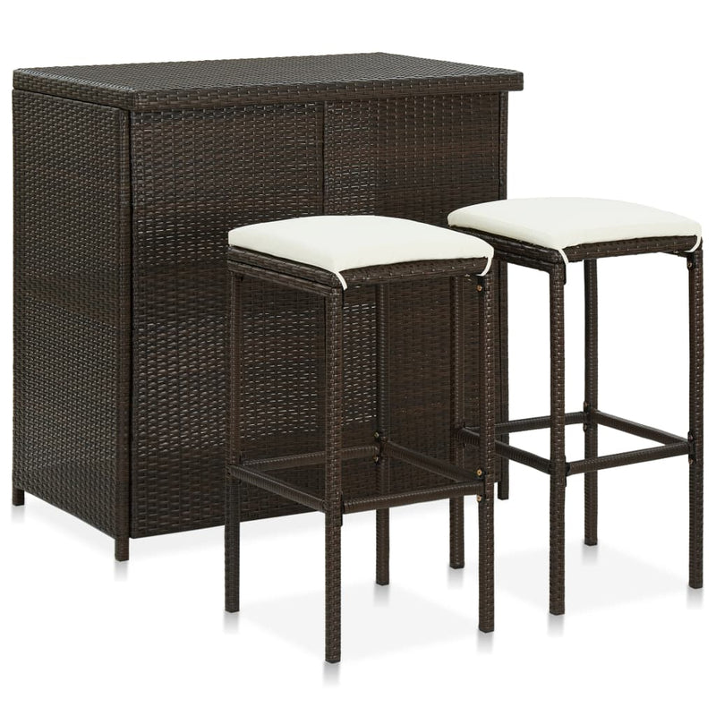 3-delige Barset poly rattan bruin MeubelReus