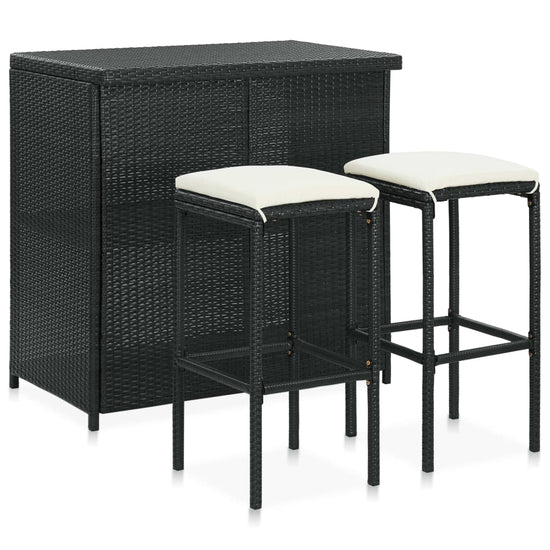 3-delige Barset poly rattan zwart MeubelReus