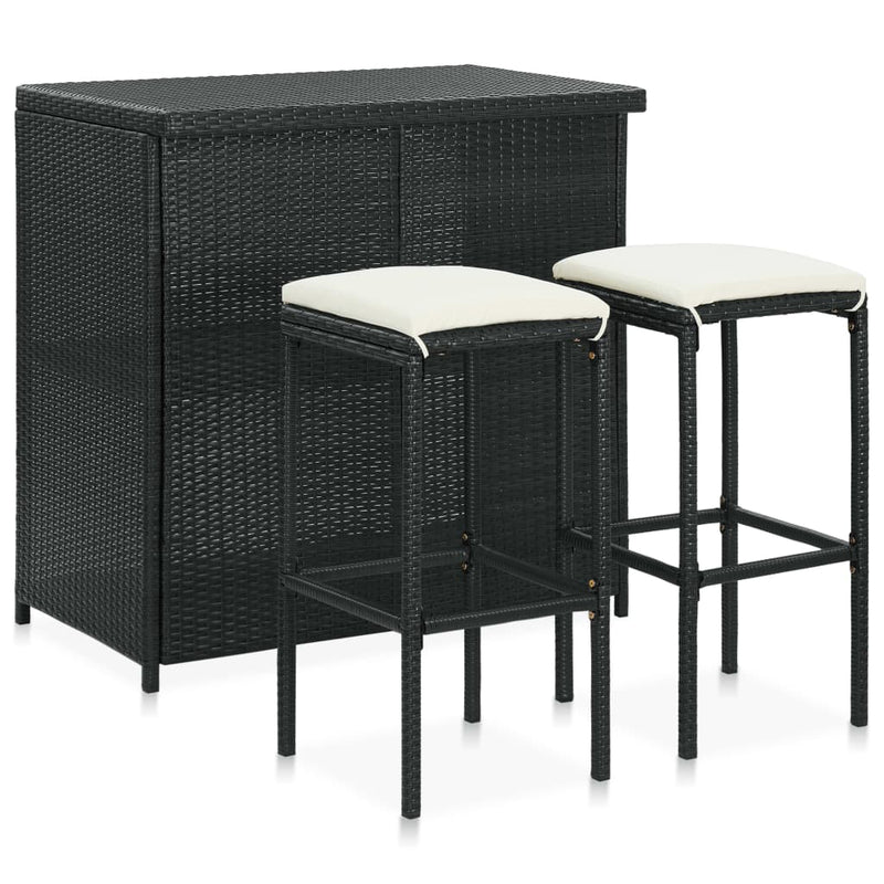 3-delige Barset poly rattan zwart MeubelReus