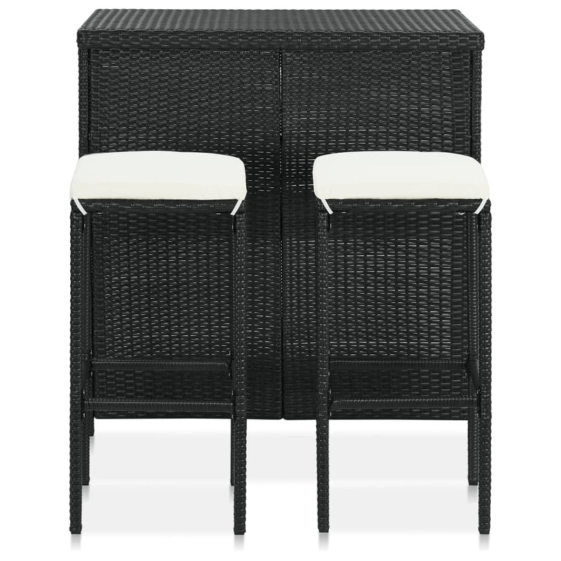 3-delige Barset poly rattan zwart MeubelReus