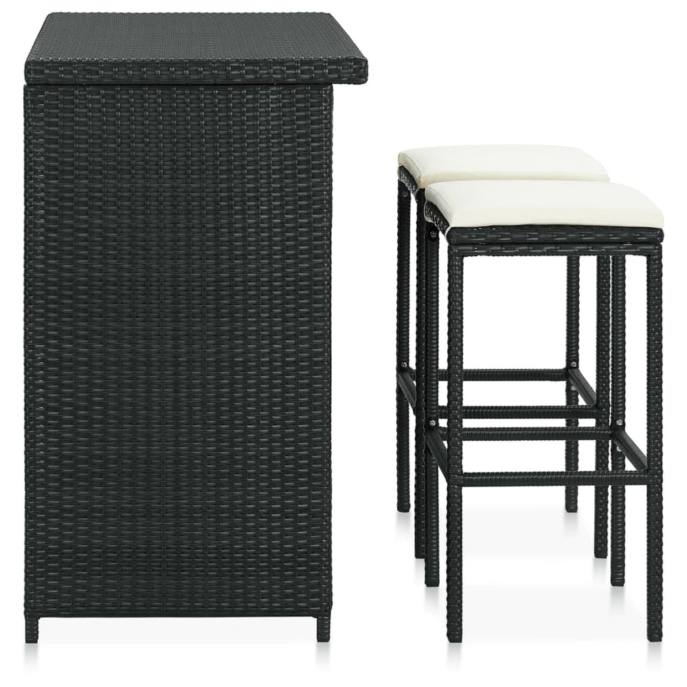 3-delige Barset poly rattan zwart MeubelReus