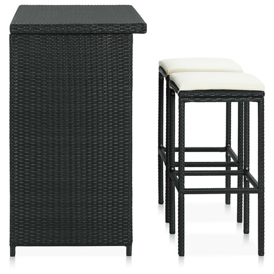 3-delige Barset poly rattan zwart MeubelReus