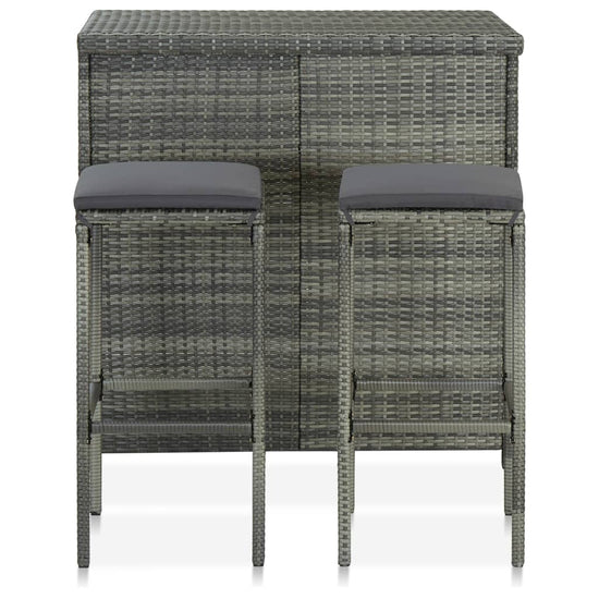 3-delige Barset poly rattan grijs MeubelReus
