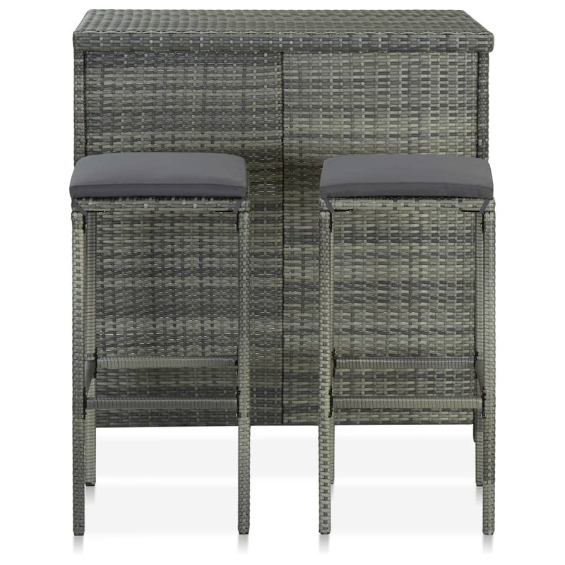 3-delige Barset poly rattan grijs MeubelReus