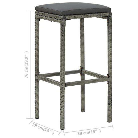 3-delige Barset poly rattan grijs MeubelReus