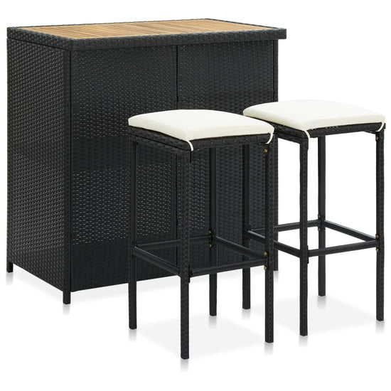 3-delige Barset poly rattan zwart MeubelReus