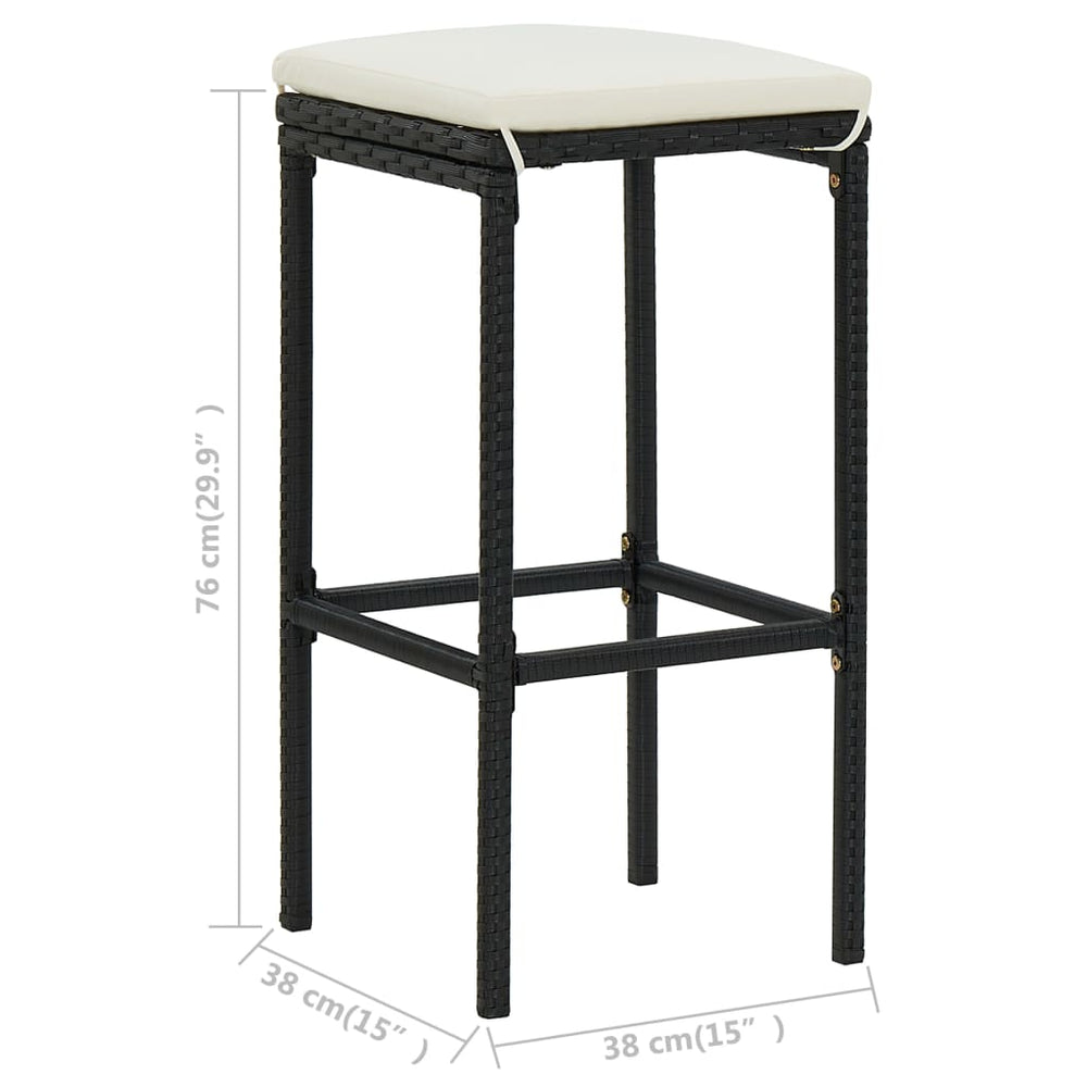 3-delige Barset poly rattan zwart MeubelReus