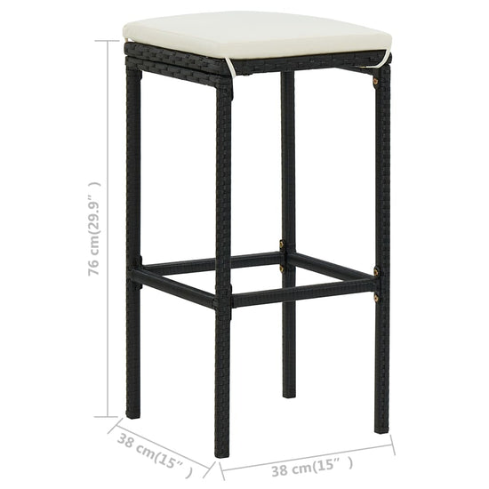 3-delige Barset poly rattan zwart MeubelReus