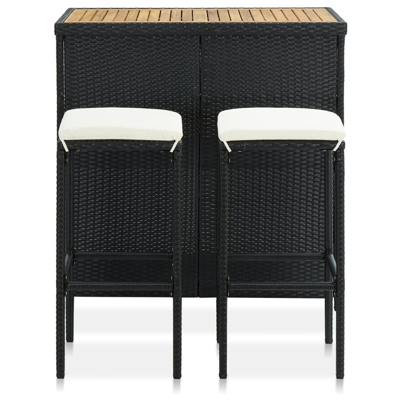 3-delige Barset poly rattan zwart MeubelReus