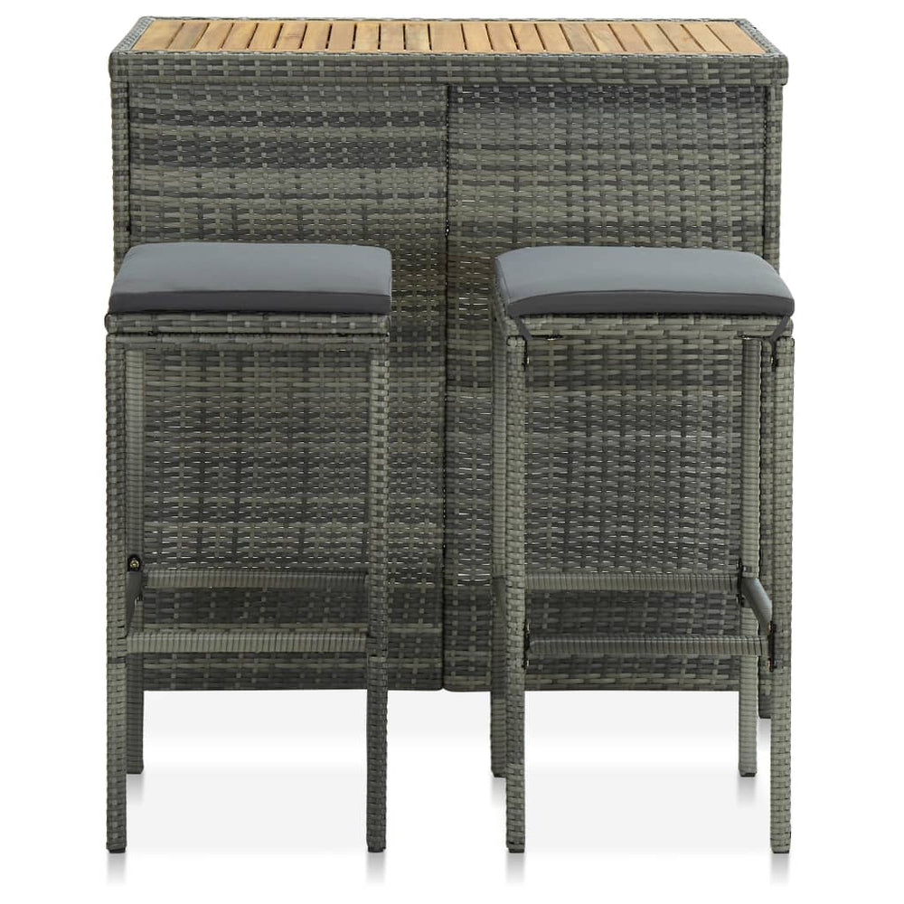 3-delige Barset poly rattan grijs MeubelReus