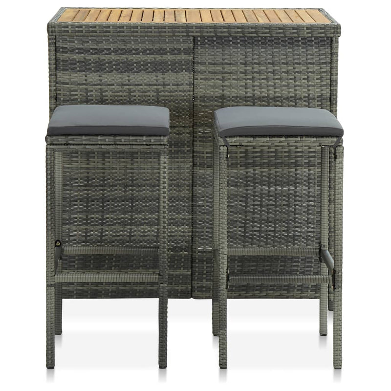 3-delige Barset poly rattan grijs MeubelReus