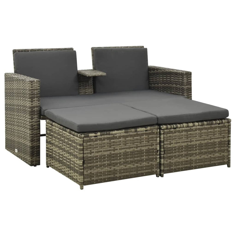 3-delige Loungeset met kussens poly rattan grijs MeubelReus