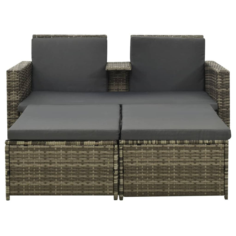 3-delige Loungeset met kussens poly rattan grijs MeubelReus