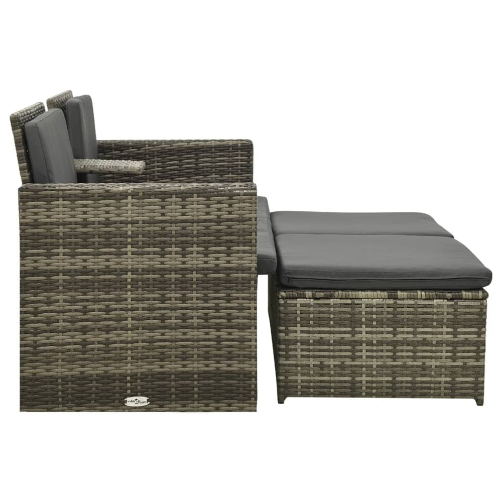 3-delige Loungeset met kussens poly rattan grijs MeubelReus
