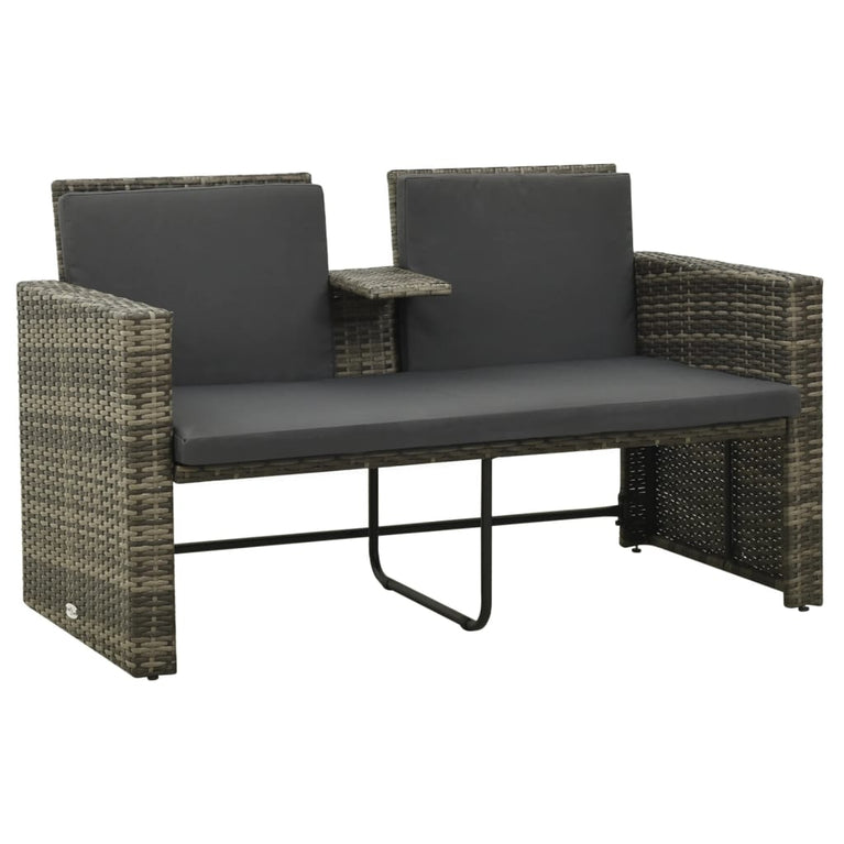 3-delige Loungeset met kussens poly rattan grijs MeubelReus