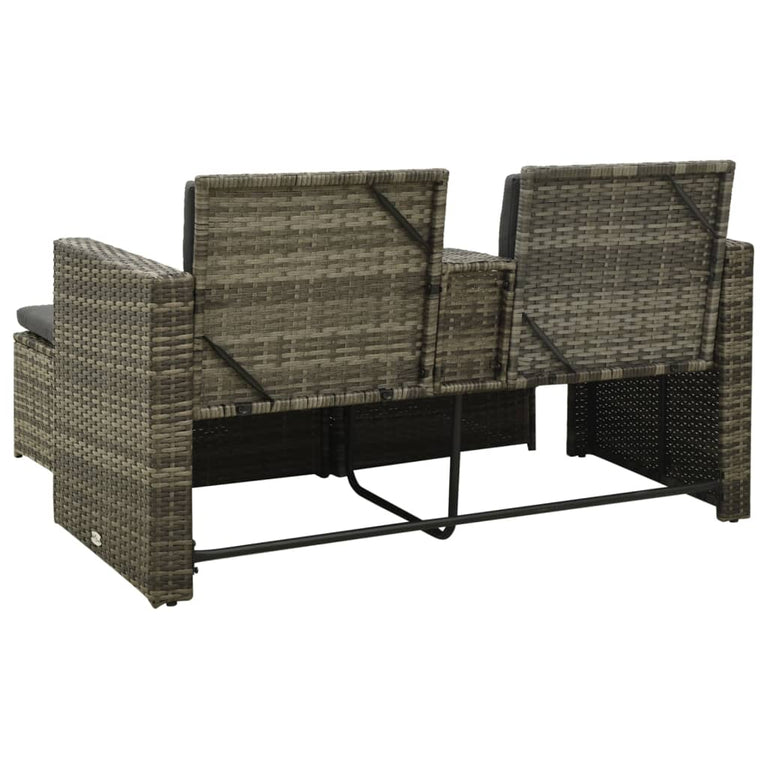 3-delige Loungeset met kussens poly rattan grijs MeubelReus