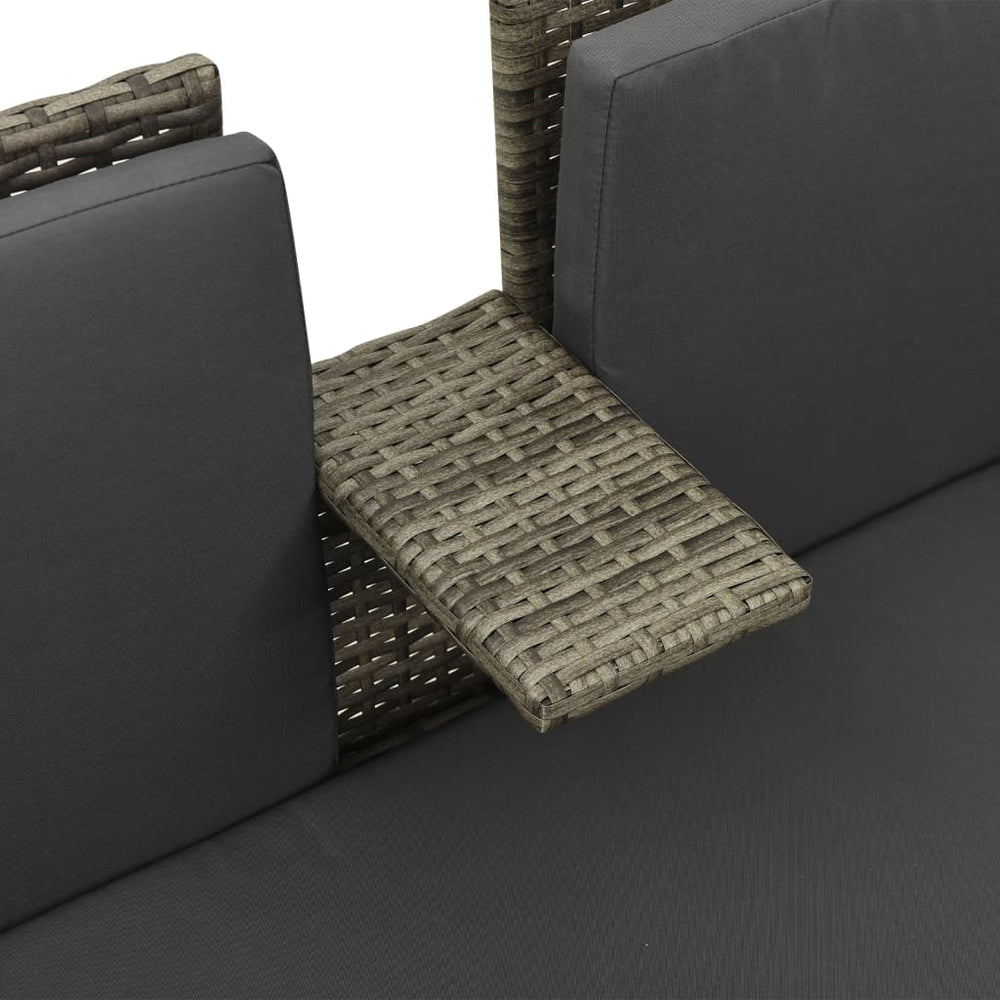 3-delige Loungeset met kussens poly rattan grijs MeubelReus