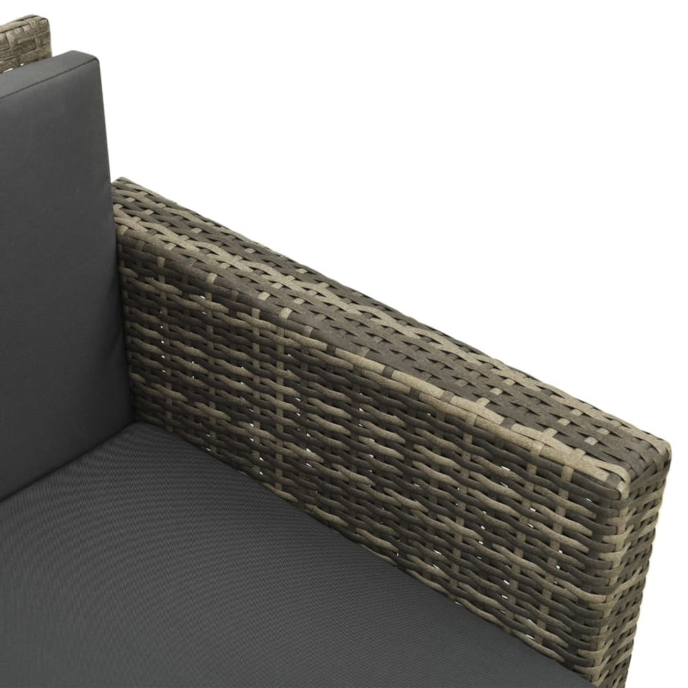 3-delige Loungeset met kussens poly rattan grijs MeubelReus