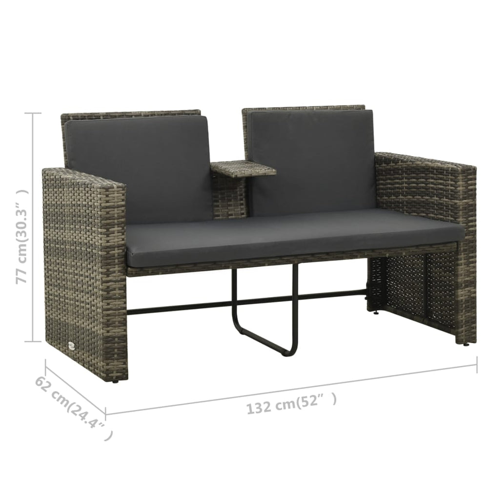 3-delige Loungeset met kussens poly rattan grijs MeubelReus