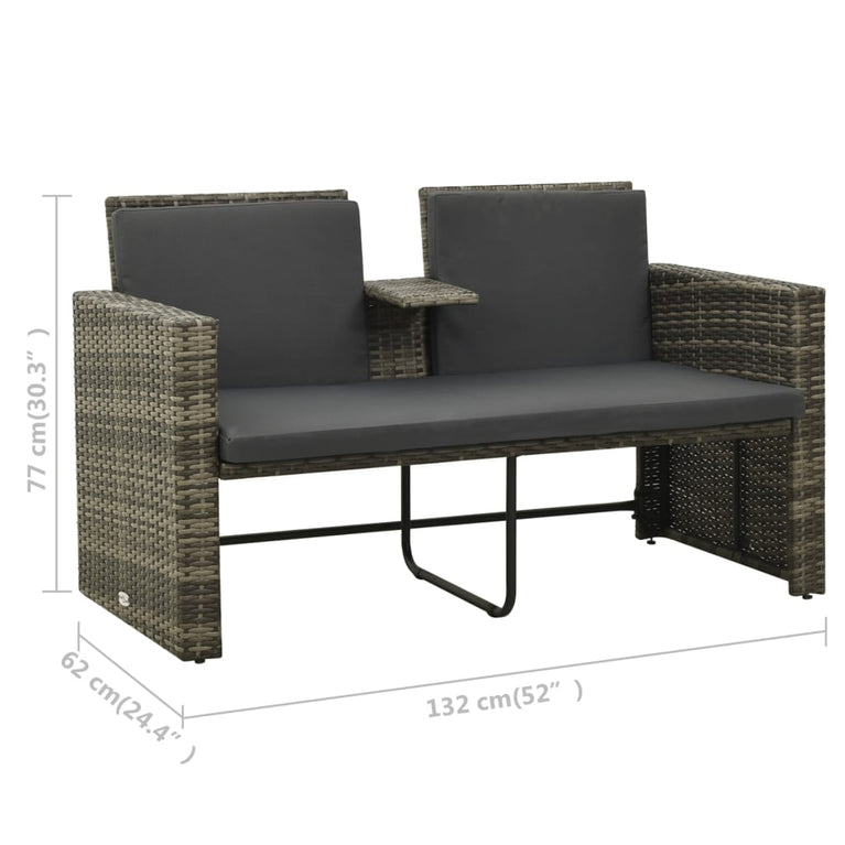 3-delige Loungeset met kussens poly rattan grijs MeubelReus
