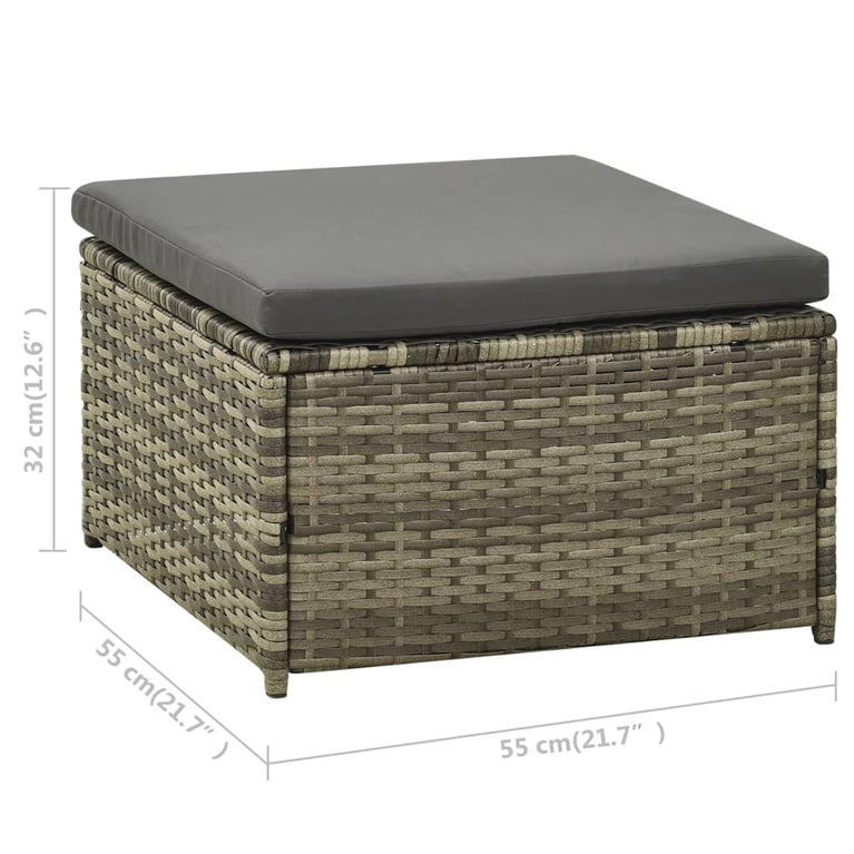 3-delige Loungeset met kussens poly rattan grijs MeubelReus