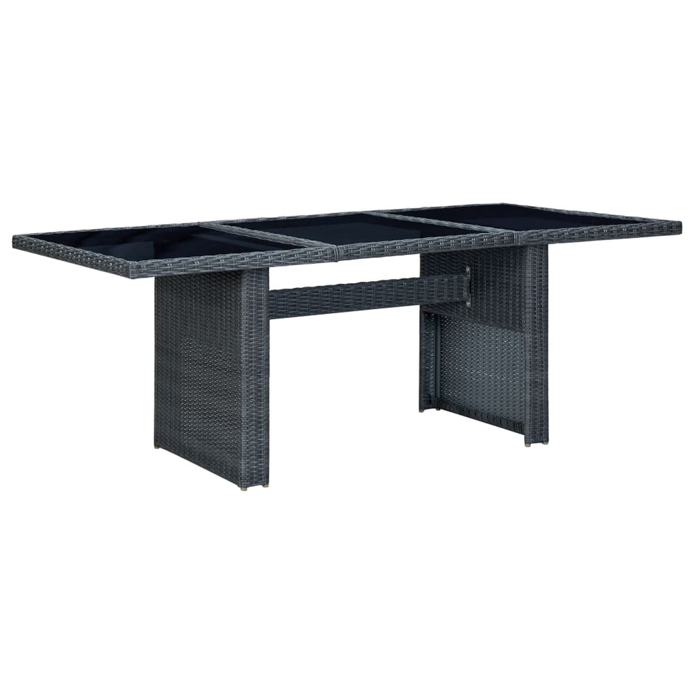 Tuintafel poly rattan en gehard glas donkergrijs MeubelReus