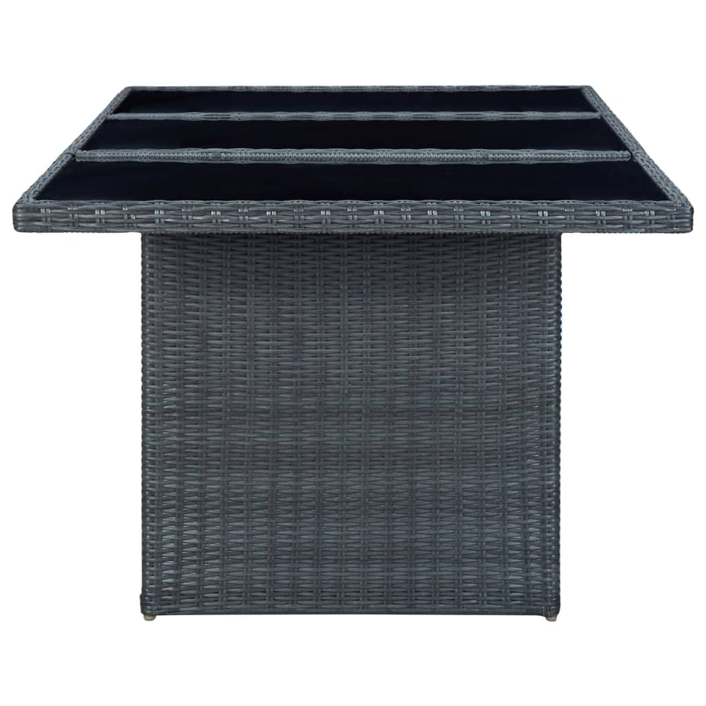 Tuintafel poly rattan en gehard glas donkergrijs MeubelReus