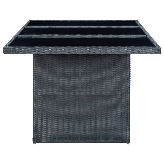 Tuintafel poly rattan en gehard glas donkergrijs MeubelReus