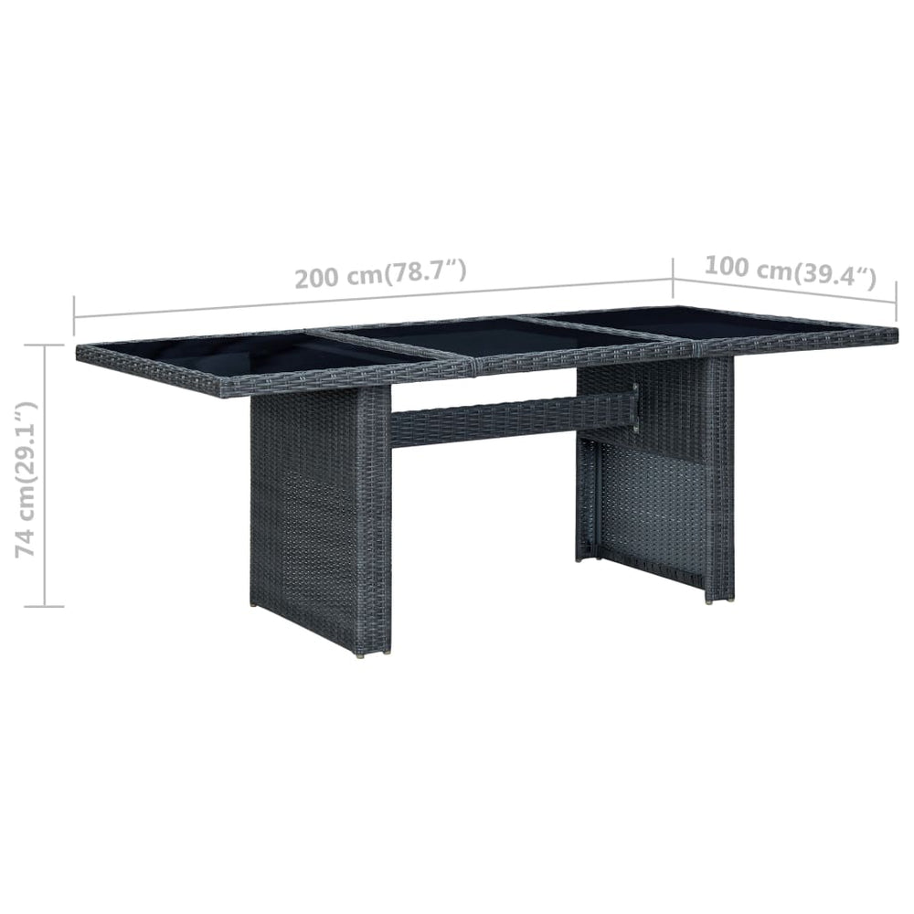 Tuintafel poly rattan en gehard glas donkergrijs MeubelReus