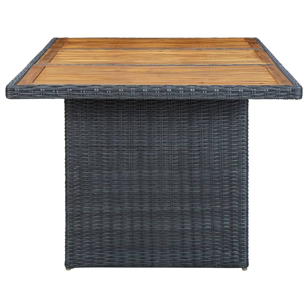Tuintafel poly rattan en massief acaciahout donkergrijs MeubelReus