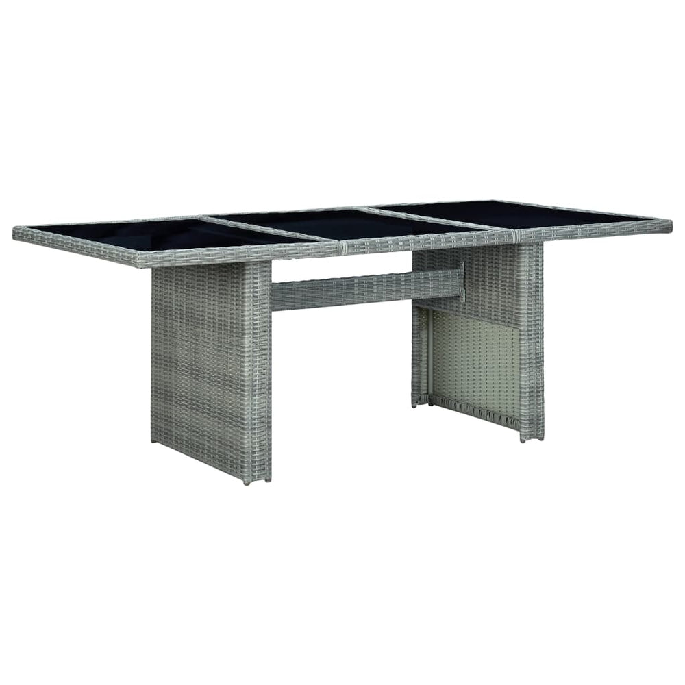 Tuintafel poly rattan en gehard glas lichtgrijs MeubelReus