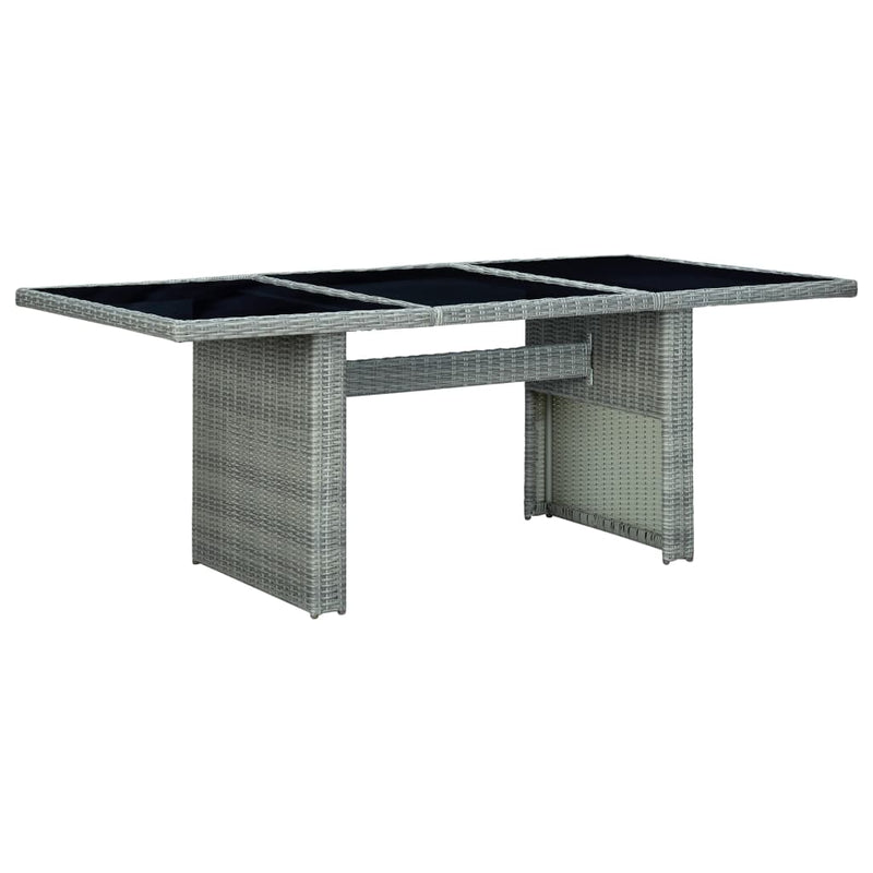 Tuintafel poly rattan en gehard glas lichtgrijs MeubelReus