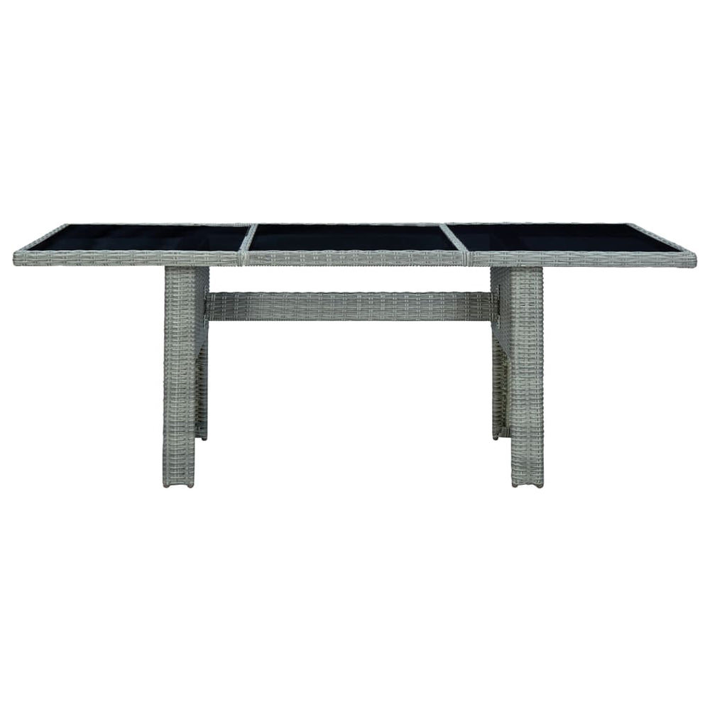 Tuintafel poly rattan en gehard glas lichtgrijs MeubelReus