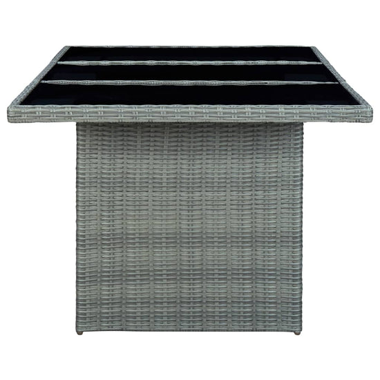 Tuintafel poly rattan en gehard glas lichtgrijs MeubelReus