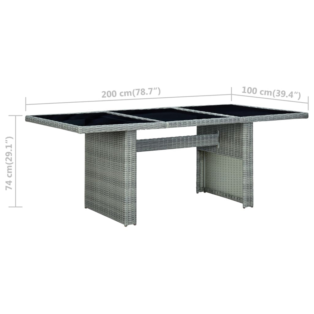 Tuintafel poly rattan en gehard glas lichtgrijs MeubelReus