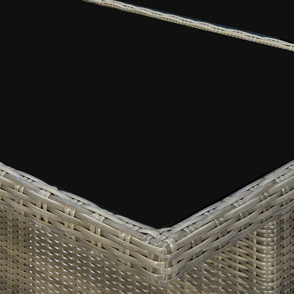 Tuintafel poly rattan en gehard glas bruin MeubelReus