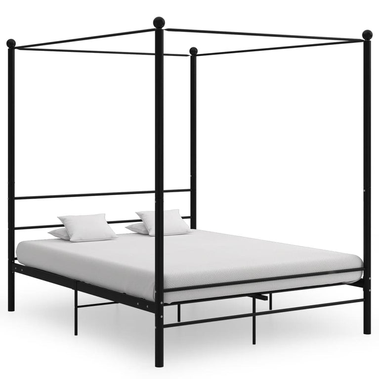 Hemelbedframe metaal zwart 160x200 cm
