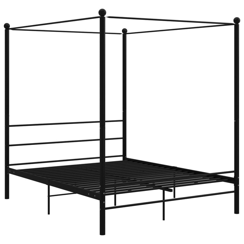 Hemelbedframe metaal zwart 160x200 cm