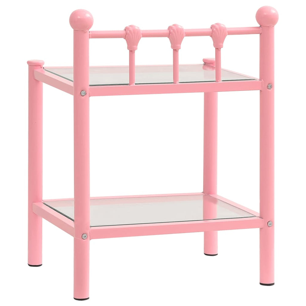 Nachtkastje 45x34,5x60,5 cm metaal en glas roze en transparant MeubelReus