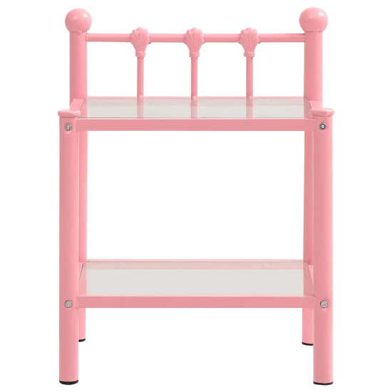 Nachtkastjes 2 st metaal en glas roze en transparant MeubelReus