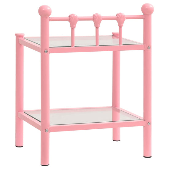 Nachtkastjes 2 st metaal en glas roze en transparant MeubelReus
