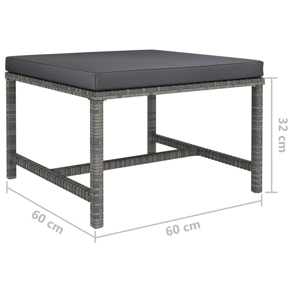3-delige Loungeset met kussens poly rattan grijs MeubelReus