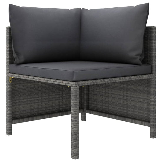 3-delige Loungeset met kussens poly rattan grijs MeubelReus